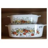 (2) CORNING SPICE OF LIFE CASSEROLES W/ LIDS