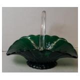 GLASS BASKET W/ APPLIED HANDLE