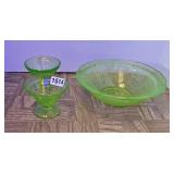 URANIUM GLASS BOWL & DESSERTS