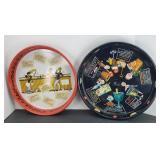 (2) VINTAGE ALCOHOL RECIPE SERVING TRAYS
