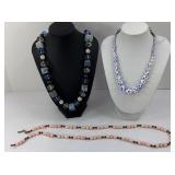 (3) GLASS BEADED NECKLACES
