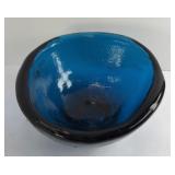 HEAVY ART GLASS PAPERWEIGHT BOWL