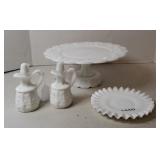CAKE PLATE & MILK GLASS ITEMS