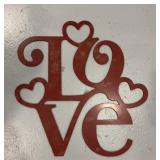 METAL RED PAINTED LOVE SIGN, HEAVY