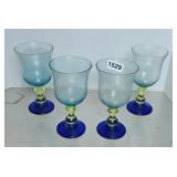 (4) ART GLASS GOBLETS