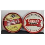 (2) VINTAGE BEER TRAYS: ORTLIEBS, RHEINGOLD