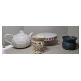 CAKE STAND, TEA POT, LENOX CANDLE HOLDER, WARMER