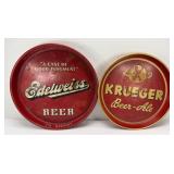 (2) VINTAGE ADVERTISING TRAYS: KRUEGER, EDELWEISS