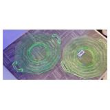 (2) URANIUM GREEN DEPRESSION PLATTERS