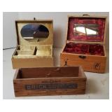 (2) JEWELRY BOXES & CHEESE BOX