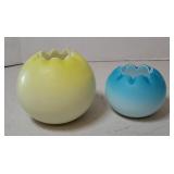 (2) HAND BLOWN ROSE BOWLS