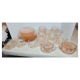 PINK DEPRESSION RIBBED GLASSWARE