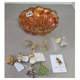 CHRISTMAS JEWELRY IN GLASS BOWL