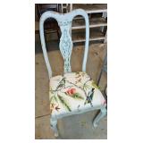 HAND DECORATED CHAIR W/ BIRD PRINT MATERIAL