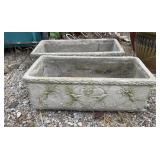 (2) HEAVY HUMMINGBIRD CONCRETE PLANTERS