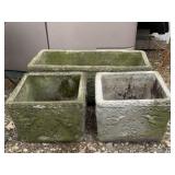 (3) HEAVY HUMMINGBIRD CONCRETE PLANTERS