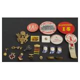 HAT MEDALLION & ASSTD MILITARY & OTHER PINS