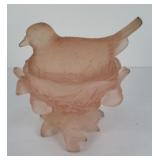 WESTMORELAND PINK SATIN HEN ON NEST
