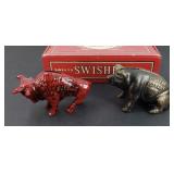 CAST IRON BUFFALO & PIG BANK