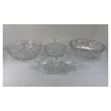 CRYSTAL SERVING BOWLS & CANDY DISH