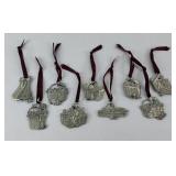 (9) 1980s & 90s LONGABERGER PEWTER ORNAMENTS