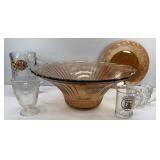 DEPRESSION PINK SERVING BOWLS & MORE
