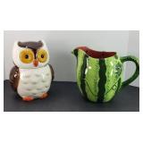 WATERMELON PITCHER & OWL COOKIE JAR