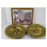 DECORATIVE METAL TRAYS & COCA-COLA PICTURE