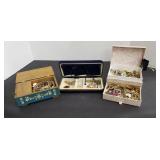 (3) SMALL JEWELRY BOXES W/ JEWELRY