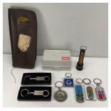 SCALE WEIGHT SET, KEY CHAINS, FLY CASTING WALLET