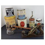 PRIMITIVE COLLECTION: PLANE, SPRAYER & ASSTD TINS