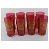 (6) ANTIQUE 40th ANNIVERSARY RUBY RED TUMBLERS