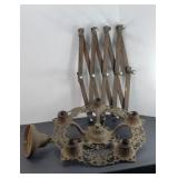 BRASS CHANDELIER & COAT RACK