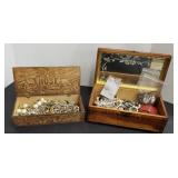 (2) WOOD JEWELRY WITH JEWELRY