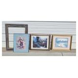 (3) FRAMED PRINTS & (1) FRAME