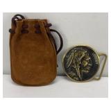 BRASS INDIAN HEAD BELT BUCKLE BY HERITAGE MINT