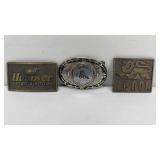 (3) BELT BUCKLES: HANOVER SHOES, LE ROI, BOBCAT