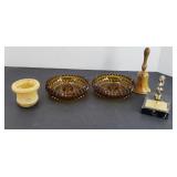 DIAMOND POINT CANDLE HOLDERS, ST CLAIR TOOTHPICK