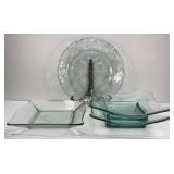 (4) GREEN SERVING PLATTERS