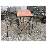 TILE TOP BAR HEIGHT PATIO TABLE W/ (4) CHAIRS