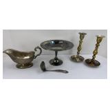 SILVER PLATED GRAVY BOAT & SERVING PIECES