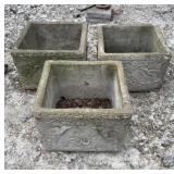 (3) HUMMINGBIRD CONCRETE PLANTERS