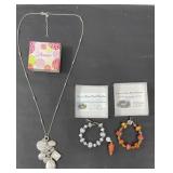 (2) DESIGNER GLASS BEADED BRACELETS & NECKLACE
