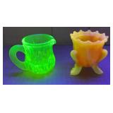 (2) URANIUM GLASS TOOTHPICK HOLDERS