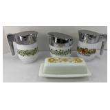CORNINGWARE CREME & SUGARS & PYREX BUTTER DISH