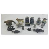 CAST IRON GOOSE & IRON, CAST METAL SALT & PEPPER