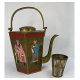 MOTHER OF PEARL INLAID TEAPOT W/ CUP
