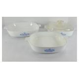 (3) CORNINGWARE DISHES W/ (1) LID