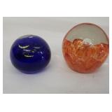 (2) PAPERWEIGHTS: ORANGE ST CLAIR SHOPS