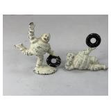 (2) CAST IRON MICHELIN MAN FIGURINE